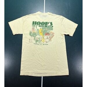 Vintage 80s Hoop's Coffee House T Shirt Medium Traverse City Michigan USA Made